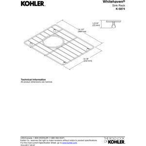 Kohler K-5874-ST Whitehaven Sink Rack, Small, Stainless Steel