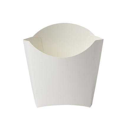 Vaso para papas fritas Bio Tek de 4.5 x 3.2 x 3.9 pulgadas, 100 vasos desechables para refrigerios - Apilables, sostenibles, papel blanco, soporte de 3 onzas para papas fritas, aros de cebolla, palomitas de maíz o galletas - Restaurantware