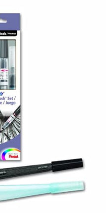 Pentel Arts Color Water Brush Box Set, Black/Grey/Sepia/Aquash (GFLFRHBP)