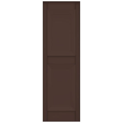 Ekena Millwork Lifetime Vinyl LP2S12X04300FB Standard Two Equal Panel Vinyls, Raised Panel Vinyl Shutters, w/Installation Shutter-Lok's & Matching Screws (Per Pair), 12"W x 43"H, Federal Brown