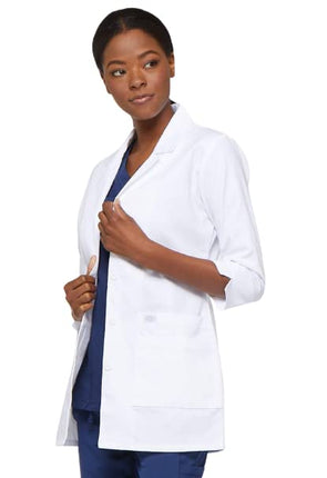 Dickies Contemporary Fit Women's 3/4 Sleeve 30" Twill Lab Coat 82402, White, S