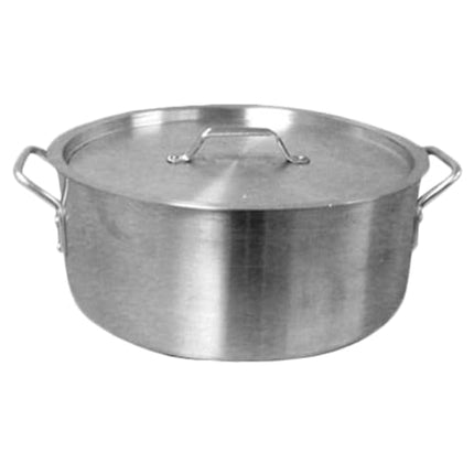 A-Z Supply 289-TG-ALSKBP008 Brazier Pot, 40 Quart Capacity, Extra Heavy 6 mm Aluminum, Flat Bottom, with Cover, Commercial Grade