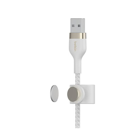 Belkin BoostCharge Pro Flex Braided USB Type A to Lightning Cable (3M/10FT), MFi Certified Charging Cable for iPhone 14/14 Plus, 13, 12, Pro, Max, Mini, SE, iPad and More - White