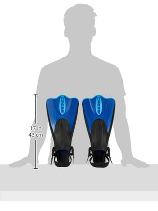 Cressi Palau Saf Fins - Adjustable Short Fins Adults for Snorkelling and Swimming, Blue/Azure Short Fins, M/L (41/44)