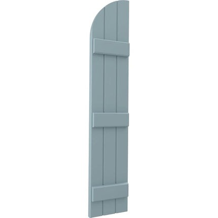 Ekena Millwork ARW401BQ311X37SBH Americraft Three 3 Exterior Real Wood Joined Board-n-Batten Shutters w/Arch Top (Per Pair), 10 1/2"W x 37"H, Peaceful Blue