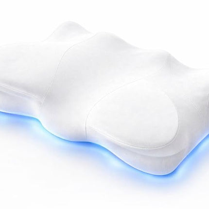 Almohada Cervical de Doble Altura para Alivio del Dolor, Almohadas de Espuma Viscoelástica con Tecnología de Enfriamiento - Soporte Ergonómico 3D, Funda Refrescante, para Dormir de Lado/Boca Arriba/Boca Abajo, Estilo Minimalista - Blanca