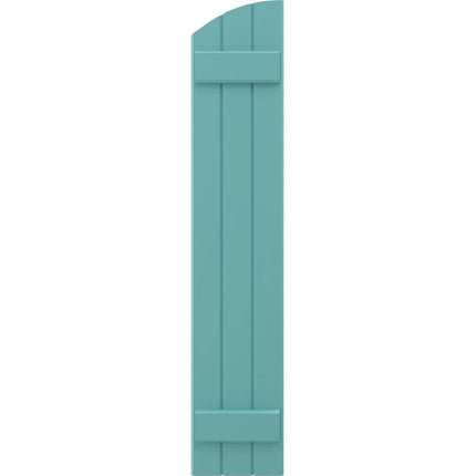 Ekena Millwork ARW101BE311X42PTH Americraft Three 2 Exterior Real Wood Joined Board-n-Batten Shutters w/Elliptical Top (Per Pair), 10 1/2"W x 42"H, Pure Turquoise