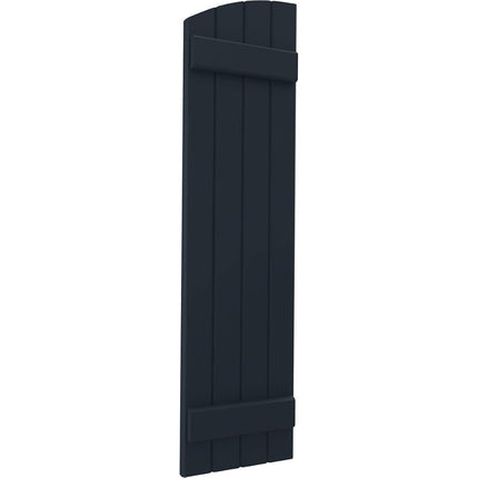 Ekena Millwork ARW101BE414X38OBH Americraft Four 2 Exterior Real Wood Joined Board-n-Batten Shutters w/Elliptical Top (Per Pair), 14"W x 38"H, Starless Night Blue