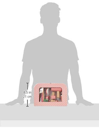 Bigjigs Toys Wooden Kids Vanity Case - 11 Piece Vanity Kit & Accessories with Pink Polka Dot Carry Bag, Ideal Pretend Play Toy & Gift for Girls