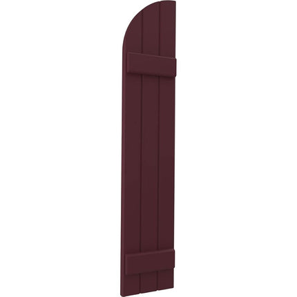 Ekena Millwork ARW101BQ311X31WRH Americraft Three 2 Exterior Real Wood Joined Board-n-Batten Shutters w/Arch Top (Per Pair), 10 1/2"W x 31"H, Wine Red