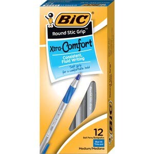 BIC : Ultra Round Stic Grip Pen, Blue Ink,Medium, 1.2 Mm -:- Sold As 2 Packs Of - 12 - / - Total Of 24 Each