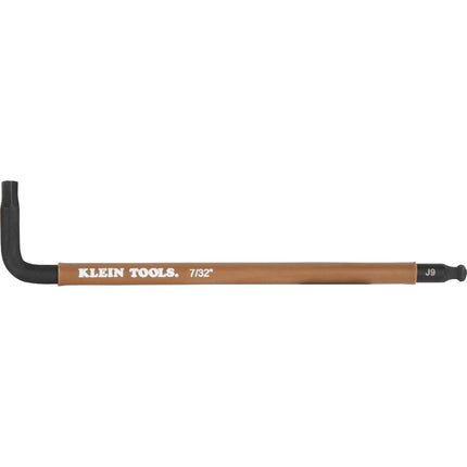 KLEIN TOOLS BLS9 9-Piece Extra-Long Hex Key Set, SAE Color-Coded L Style Ball-End Keys with Caddy, Heat-Treated, Sizes 7/64-Inch to 3/8-Inch