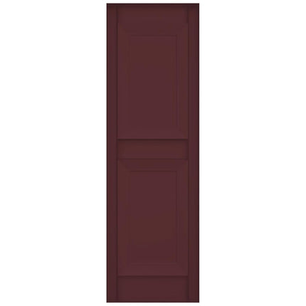 12"W x 43"H Lifetime Vinyl, Standard Two Equal Panels, Raised Panel Shutters, w/Installation Shutter-Lok's & Matching Screws (Per Pair), Bordeaux