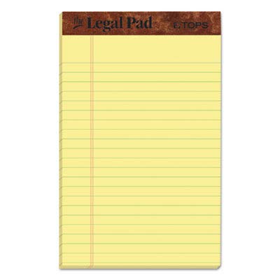 Tops The Legal Pad Legal Pad, 5 x 8 Inches, Perforated, Canary, Narrow Rule, 50 Sheets per Pad, 12 Pads per Pack (7501)