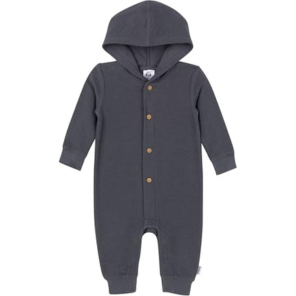 Gerber Unisex Baby Baby Boys' and Baby Girls' Hooded Romper, Charcoal, 0-3 Months