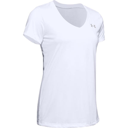 Under Armour Women's Tech V-Neck Twist Short-Sleeve T-Shirt, White/Metallic Silver, X-Small