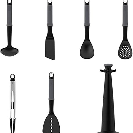Joseph Joseph 10151 Elevate Carousel Kitchen Utensil Tool Set with Tongs Rotating Storage Stand, 6-piece, Gray
