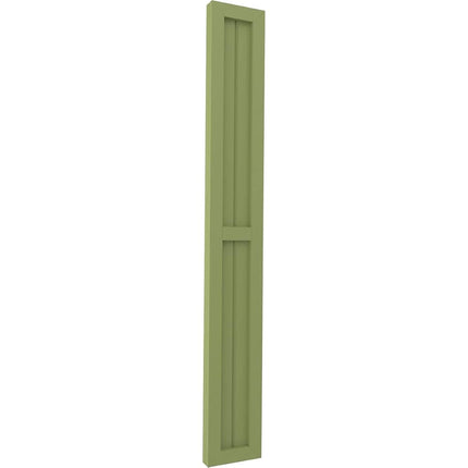 Ekena Millwork ARW101BF207X35MGH Americraft Exterior Real Wood Two Equal Panel Framed Board-n-Batten Shutters (Per Pair), 7"W x 35"H, Moss Green