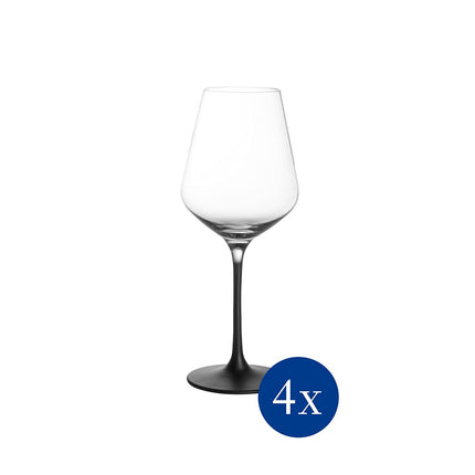 Villeroy & Boch - Manufacture Rock White Wine Glass Set 4 Pieces 380 ml Black, Dishwasher Safe, Black Wine Glasses, Crystal Glass