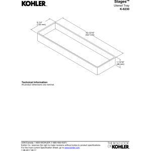 Kohler K-6230-0 Utensil Tray for Stages 33-Inch and 45-Inch Sinks, White