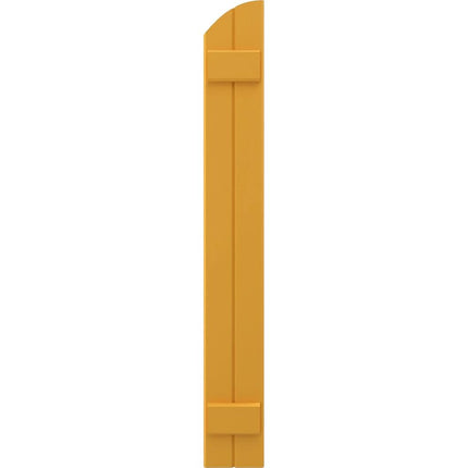 Ekena Millwork ARW101BE207X34TUH Americraft Two 2 Exterior Real Wood Joined Board-n-Batten Shutters w/Elliptical Top (Per Pair), 7"W x 34"H, Turmeric
