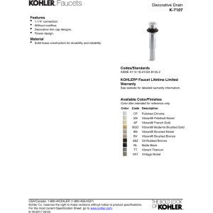 Kohler K-7107-SN Decorative Grid Drain Without Overflow, Vibrant Polished Nickel