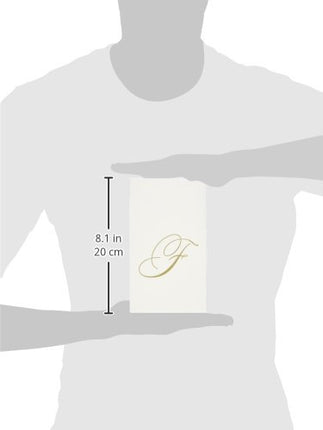 Caspari 2900GG.F White Pearl Paper Linen Guest Towels, Monogram Initial F, Pack of 24