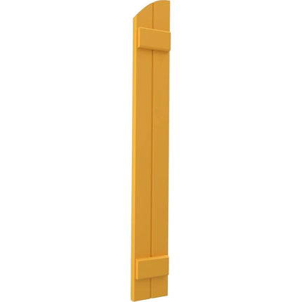 Ekena Millwork ARW101BE207X34TUH Americraft Two 2 Exterior Real Wood Joined Board-n-Batten Shutters w/Elliptical Top (Per Pair), 7"W x 34"H, Turmeric