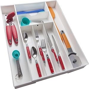 Dial Industries Expand-A-Drawer Cutlery Tray, White, Standard