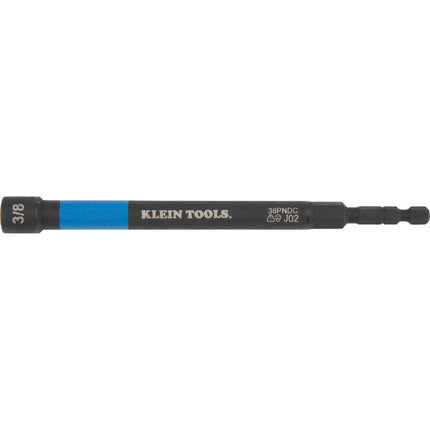 Klein Tools 38PNDC 3/8-Inch Magnetic Color-Coded Power Nut Setter, SAE, Impact-Rated Hex Nut Driver with 5-Inch Extended Reach Shaft