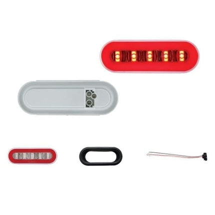 United Pacific 36924BRK Brake/Tail/Turn Signal Light 22 Led 6" Oval Glo Halo, Kit, Red Led/Red Lens