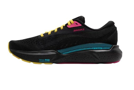 Brooks Women’s Adrenaline GTS 24 Supportive Running Shoe, Black/Yellow/Fuchsia, 5.5 UK