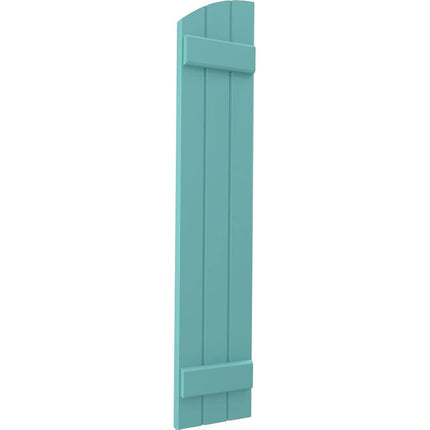 Ekena Millwork ARW101BE311X42PTH Americraft Three 2 Exterior Real Wood Joined Board-n-Batten Shutters w/Elliptical Top (Per Pair), 10 1/2"W x 42"H, Pure Turquoise