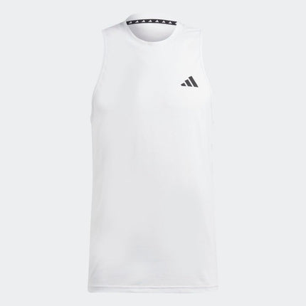 adidas Men's Training Essentials Feel Ready Logo Sleeveless T-Shirt, White/Black, XS