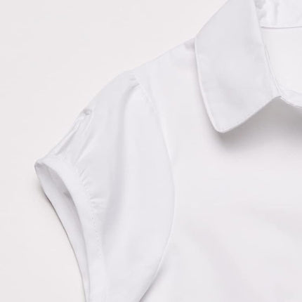 Nautica Girls' Short Sleeve Blouse, White, 16