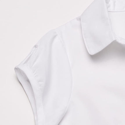 Nautica Girls' Short Sleeve Blouse, White, 8-10