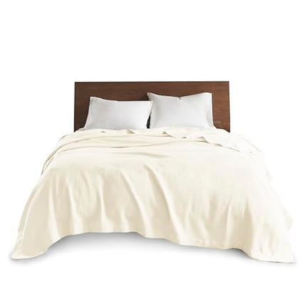 Madison Park 100% Egyptian Cotton King Size Bed Blanket for Summer Ivory