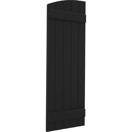 Ekena Millwork ARW101BE518X39BLH Americraft Five 2 Exterior Real Wood Joined Board-n-Batten Shutters w/Elliptical Top (Per Pair), 17 1/2"W x 39"H, Black