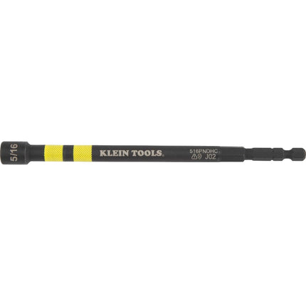 Klein Tools 516PNDHC 5/16-Inch Magnetic Color-Coded Power Nut Driver, SAE, Impact-Rated Hollow Nut Driver with 5-Inch Extended Reach Shaft