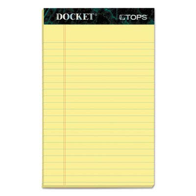 TOPS 5 x 8 Legal Pads, 12 Pack, Docket Brand, Narrow Ruled, Yellow Paper, 50 Sheets Per Writing Pad, Made in The USA (63350)