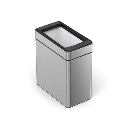 simplehuman CW1225 10L Slim Profile Open Office Business Commercial Bin, Lift-Off Lid, Inner Bucket, Fingerprint-proof, Brushed Stainless Steel, W 15.8 cm x H 33.1 cm x D 28.8 cm