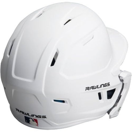 Rawlings Mach Adjust Senior Baseball Helmet with Extension Flap Left Hand (17.5cm-19.5cm), Matte White