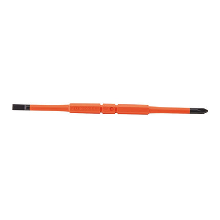 Klein Tools 32293 Insulated Screwdriver, 2-in-1 Screwdriver Set with Flip Blade, #2 Phillips and1/4-Inch Slotted Tips, Double-Ended Blades