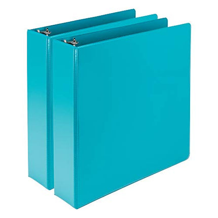 Samsill Earth’s Choice Biobased Durable Fashion Color 3 Ring View Binder, 2 Inch Round Ring, Up to 25% Plant Based Plastic, USDA Certified Biobased, Turquoise, Value Two Pack