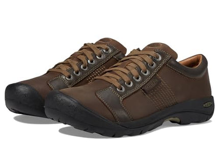 KEEN Men's Austin Low Height Leather Oxford, Chocolate Brown, 10.5 Wide