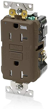 Leviton G5262-WT 15A-125V Extra-Heavy Duty Industrial Grade Weather/Tamper-Resistant Duplex Self-Test GFCI Receptacle, Brown, 15-Amp