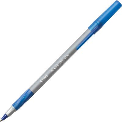 BIC Round Stic Grip Xtra Comfort Ball Pen, Medium Point (1.2 mm), Blue, 36-Count
