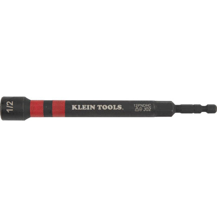 Klein Tools 12PNDHC 1/2-Inch Magnetic Color-Coded Power Nut Driver, SAE, Impact-Rated Hollow Nut Driver with 5-Inch Extended Reach Shaft