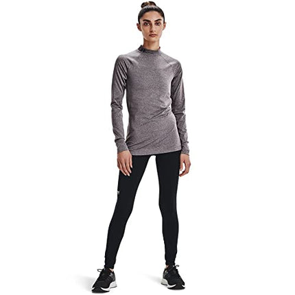 Under Armour Women's Authentics Mock Neck T-Shirt, Charcoal Light Heather (019)/Black, Small