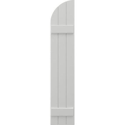 Ekena Millwork ARW101BQ311X33STH Americraft Three 2 Exterior Real Wood Joined Board-n-Batten Shutters w/Arch Top (Per Pair), 10 1/2"W x 33"H, Hailstorm Gray